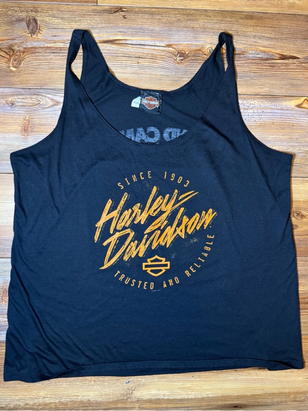 Harley Davidson Tank Top Womens Large Black Graphic Grand Canyon Route 66